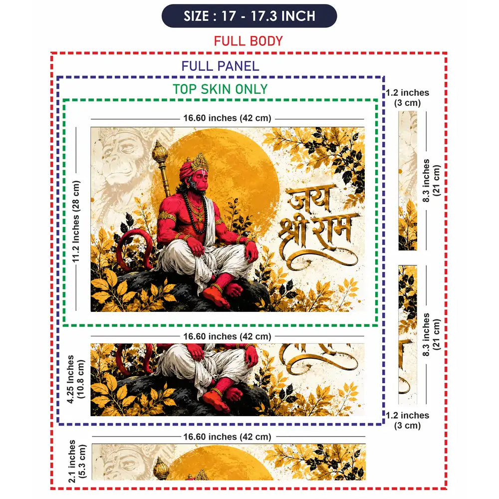 Hindu Hanuman Meditation Golden Sun Laptop Skin - View 9