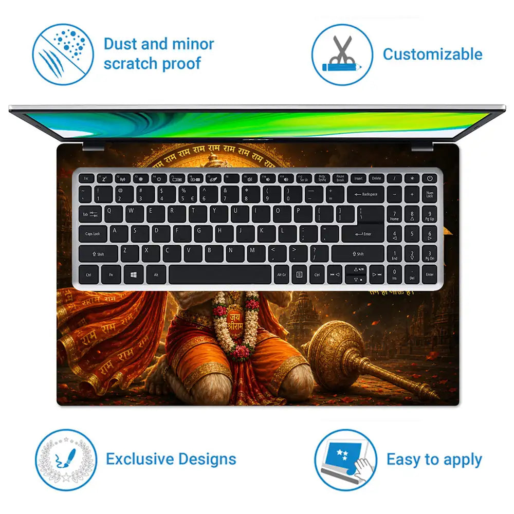 Hindu Hanuman Praying Golden Temple Laptop Skin - View 5