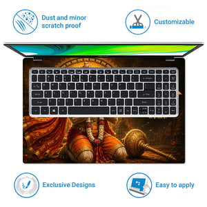 Hindu Hanuman Praying Golden Temple Laptop Skin - View 5