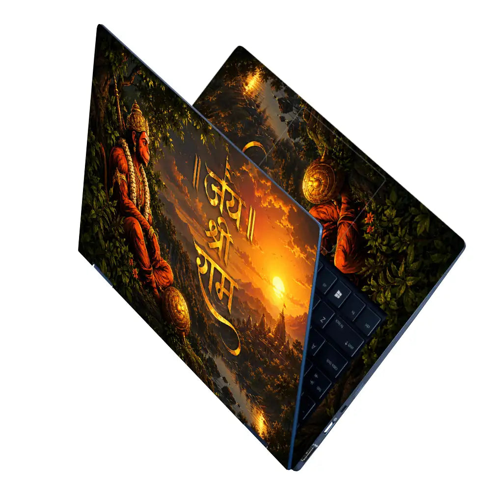 Hindu Hanuman Temple Sunset Laptop Skin - View 2