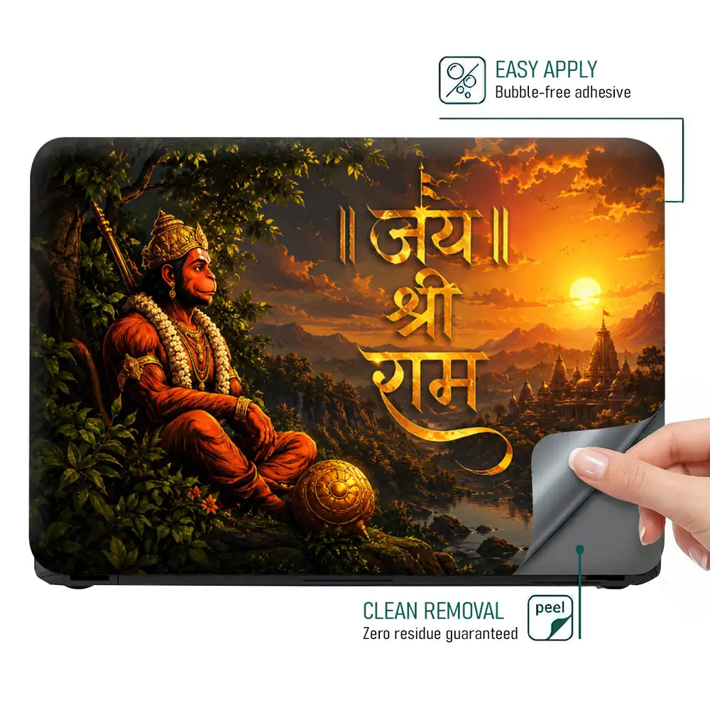 Hindu Hanuman Temple Sunset Laptop Skin - View 4
