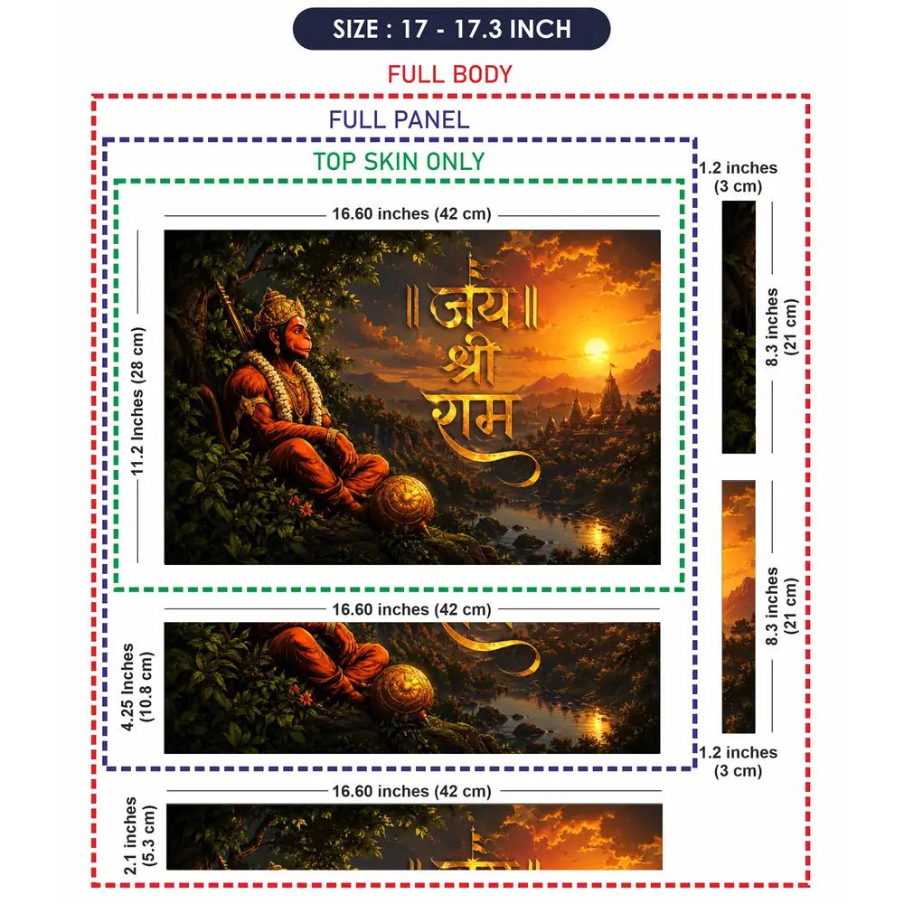 Hindu Hanuman Temple Sunset Laptop Skin - View 9