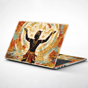 Hindu Krishna Lotus Water Retro Laptop Skin - View 1