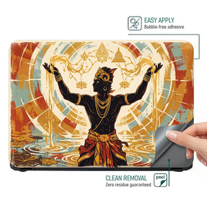 Hindu Krishna Lotus Water Retro Laptop Skin - View 4