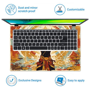 Hindu Krishna Lotus Water Retro Laptop Skin - View 5