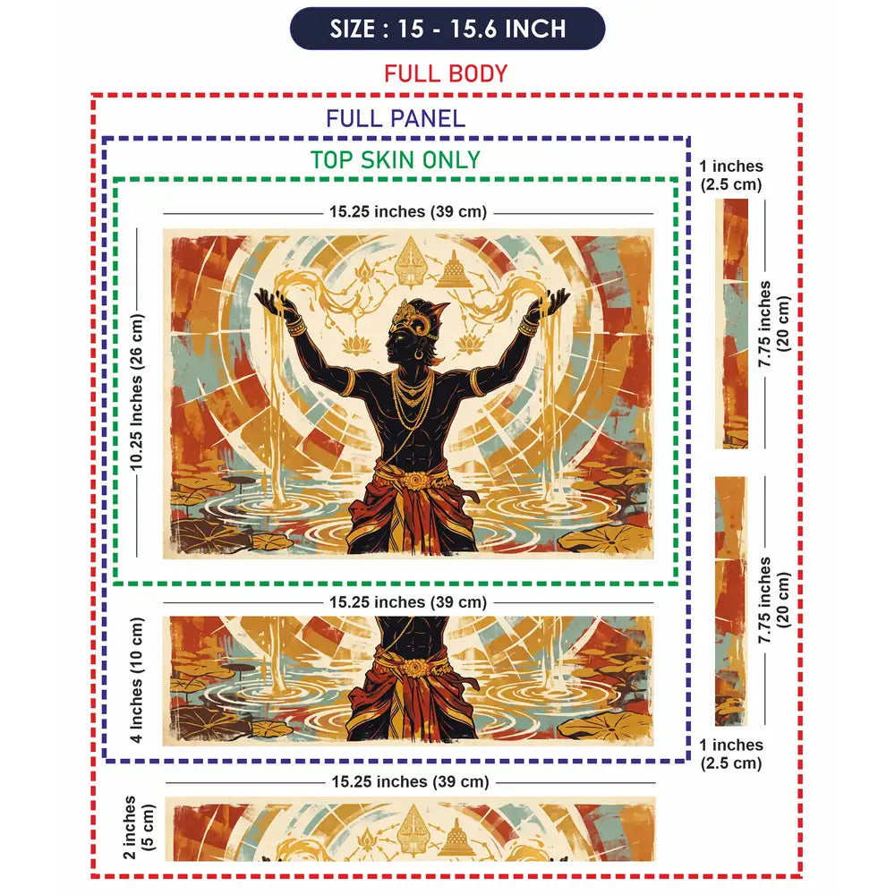 Hindu Krishna Lotus Water Retro Laptop Skin - View 8
