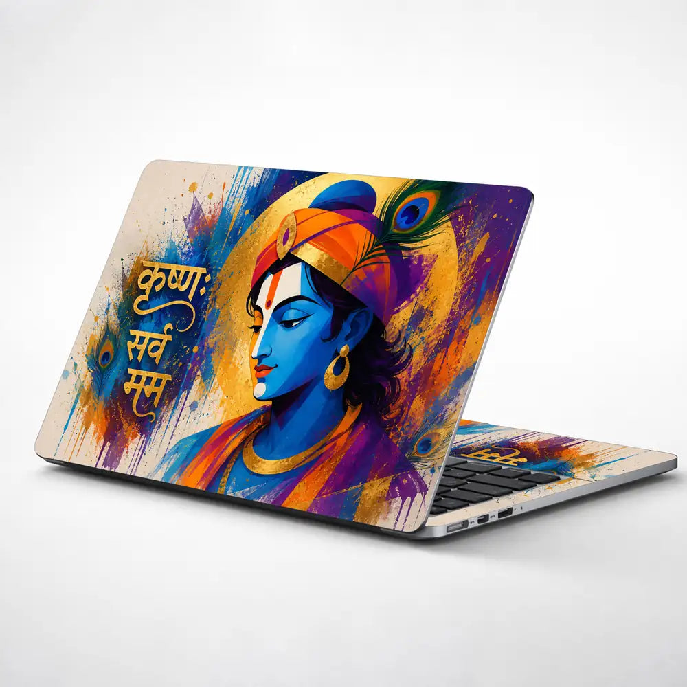 Hindu Krishna Sarvam Mam Color Splash Laptop Skin - View 1