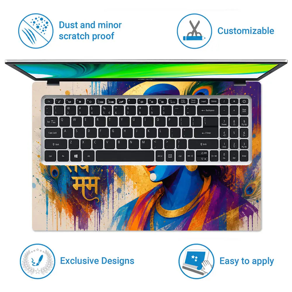 Hindu Krishna Sarvam Mam Color Splash Laptop Skin - View 5