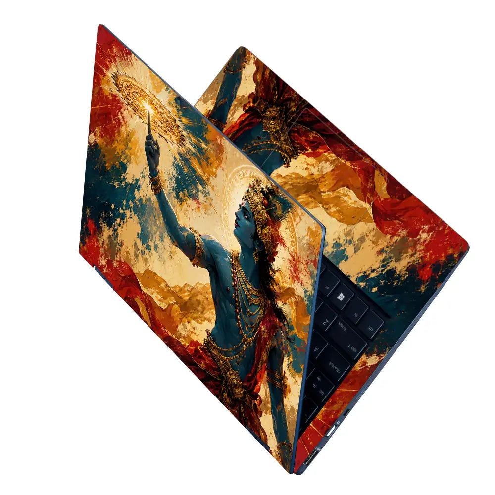 Hindu Krishna Sudarshana Chakra Splash Laptop Skin - View 2