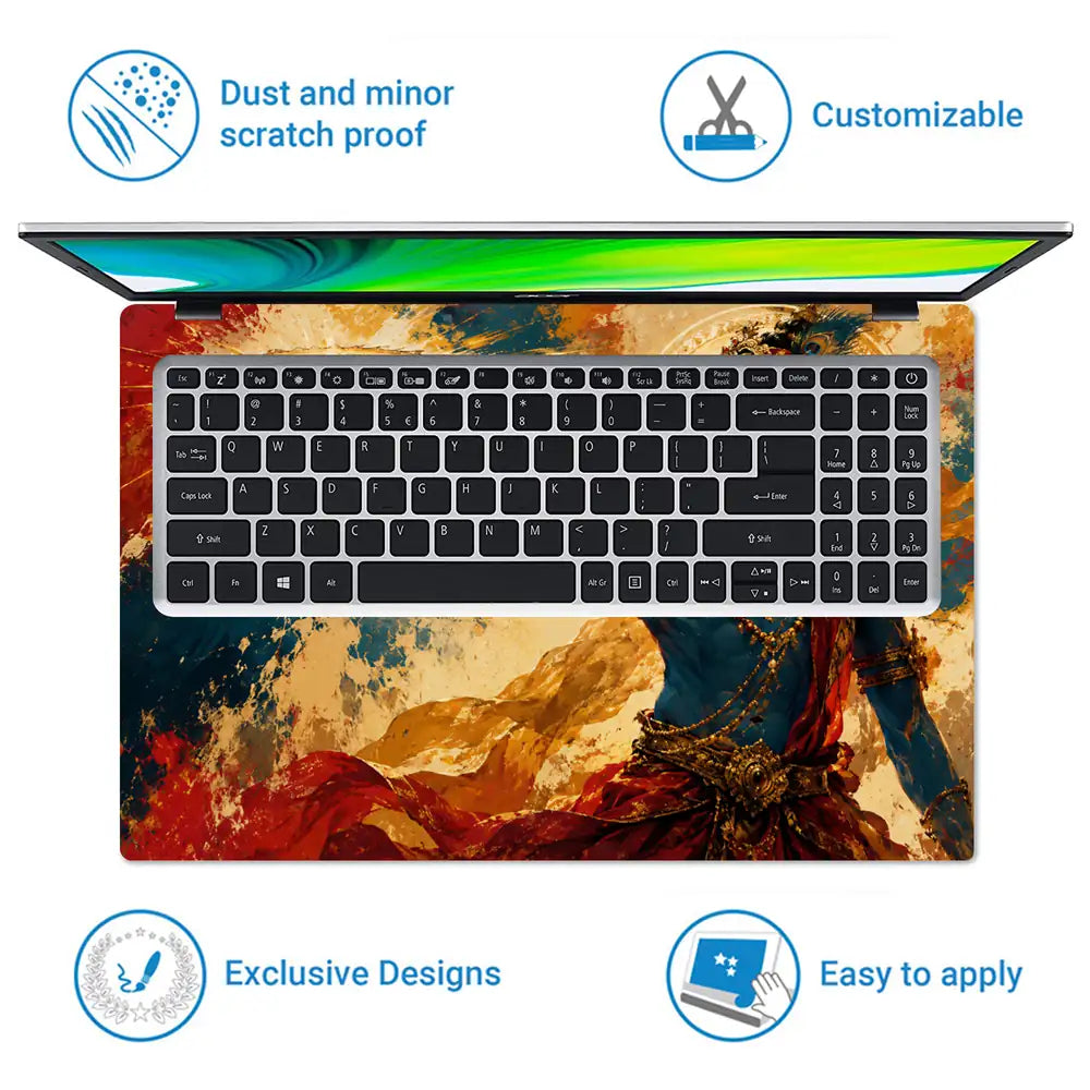 Hindu Krishna Sudarshana Chakra Splash Laptop Skin - View 5