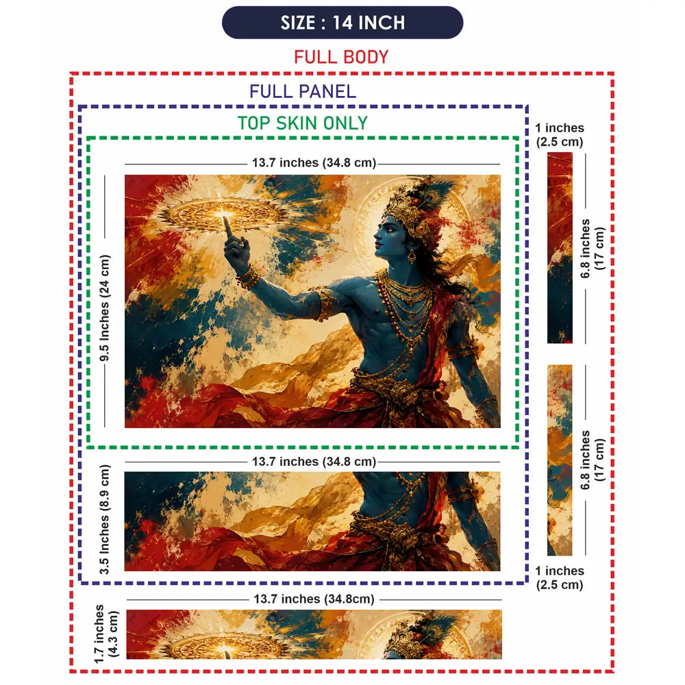 Hindu Krishna Sudarshana Chakra Splash Laptop Skin - View 7