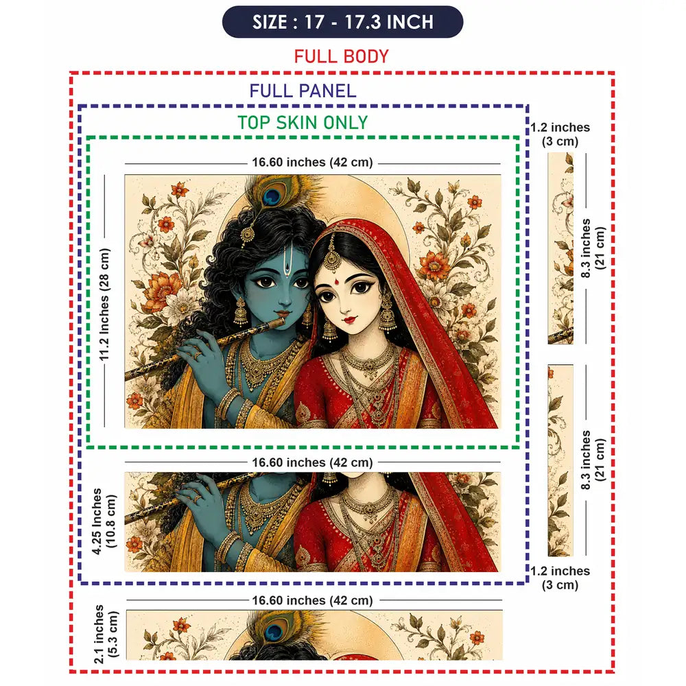Hindu Radha Krishna Floral Folk Art Laptop Skin - View 9