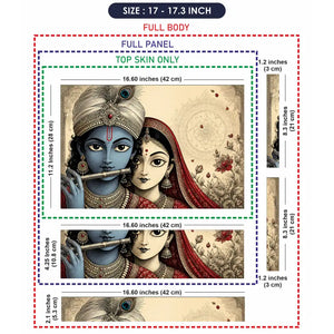 Hindu Radha Krishna Flute Portrait Laptop Skin - View 9