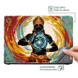 Hindu Vishnu Cosmic Energy Retro Laptop Skin - View 4