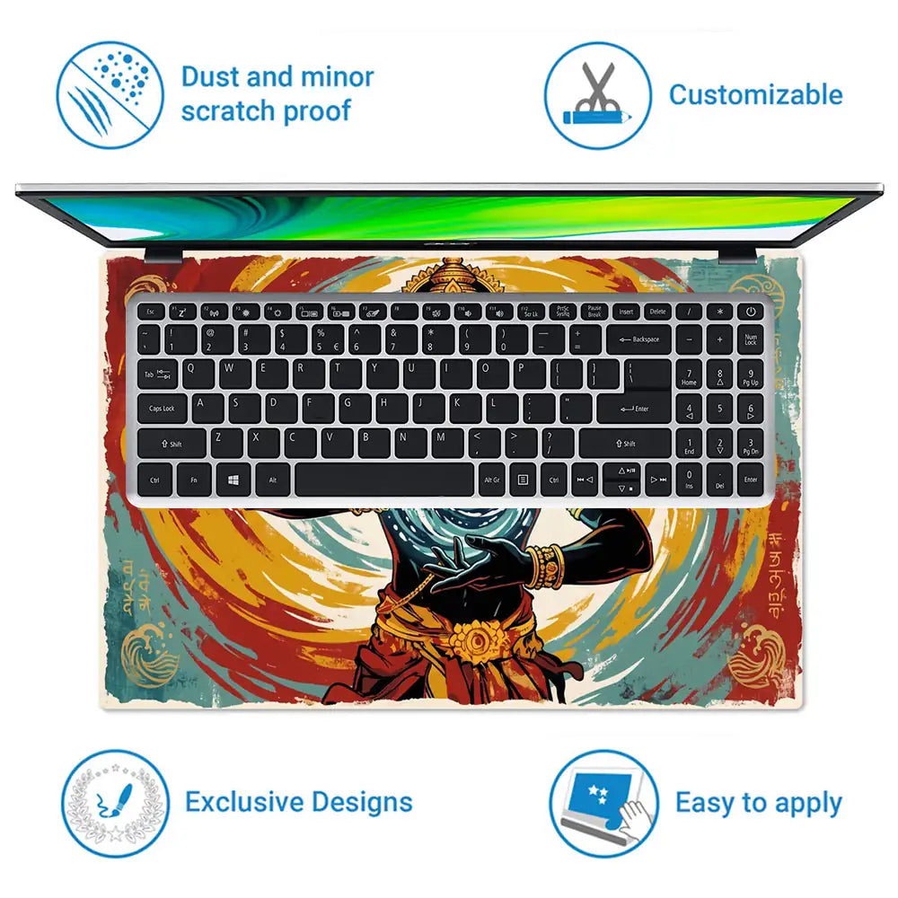 Hindu Vishnu Cosmic Energy Retro Laptop Skin - View 5