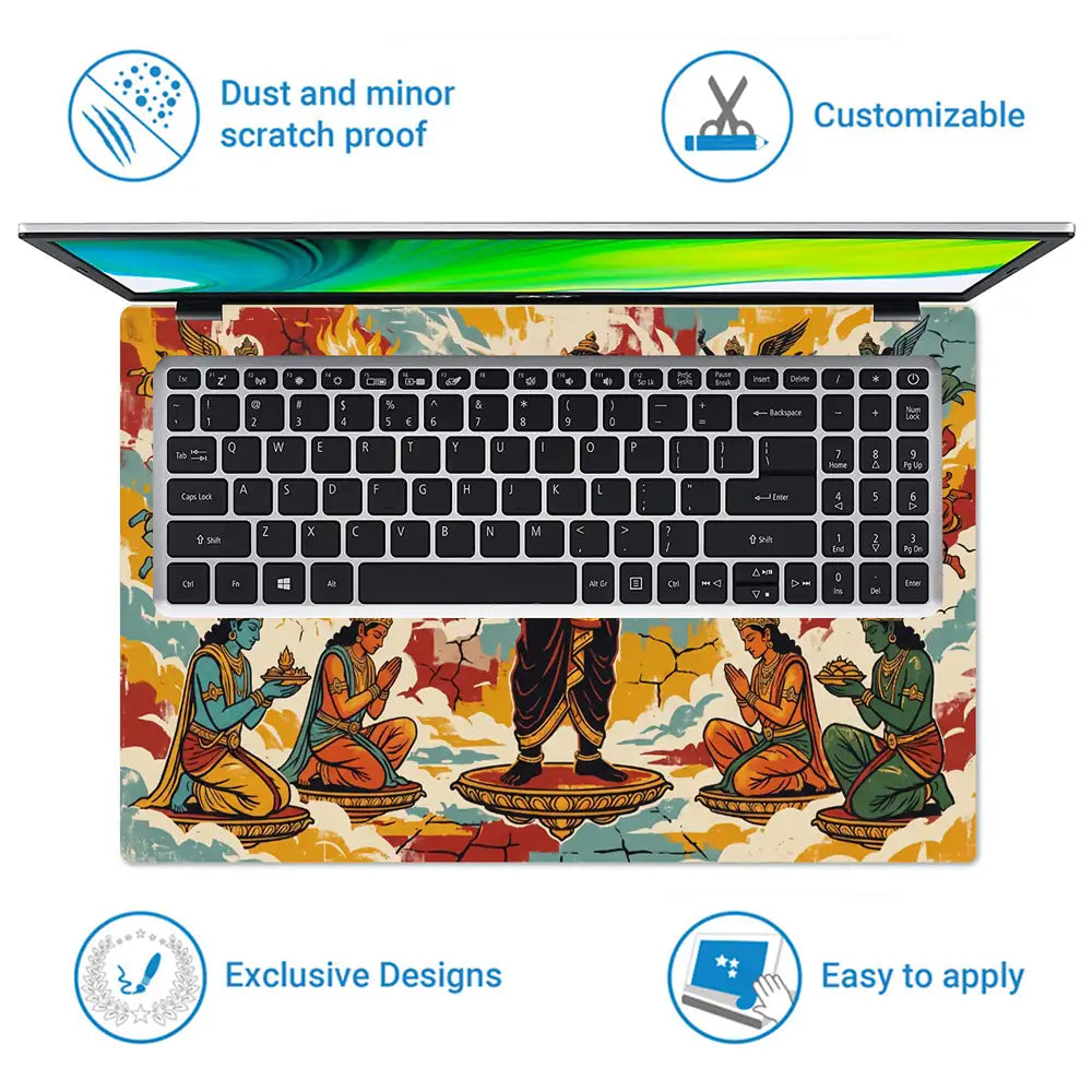 Hindu Vishnu Devotees Pop Art Laptop Skin - View 5