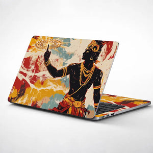 Hindu Vishnu Sudarshana Retro Art Laptop Skin - View 1