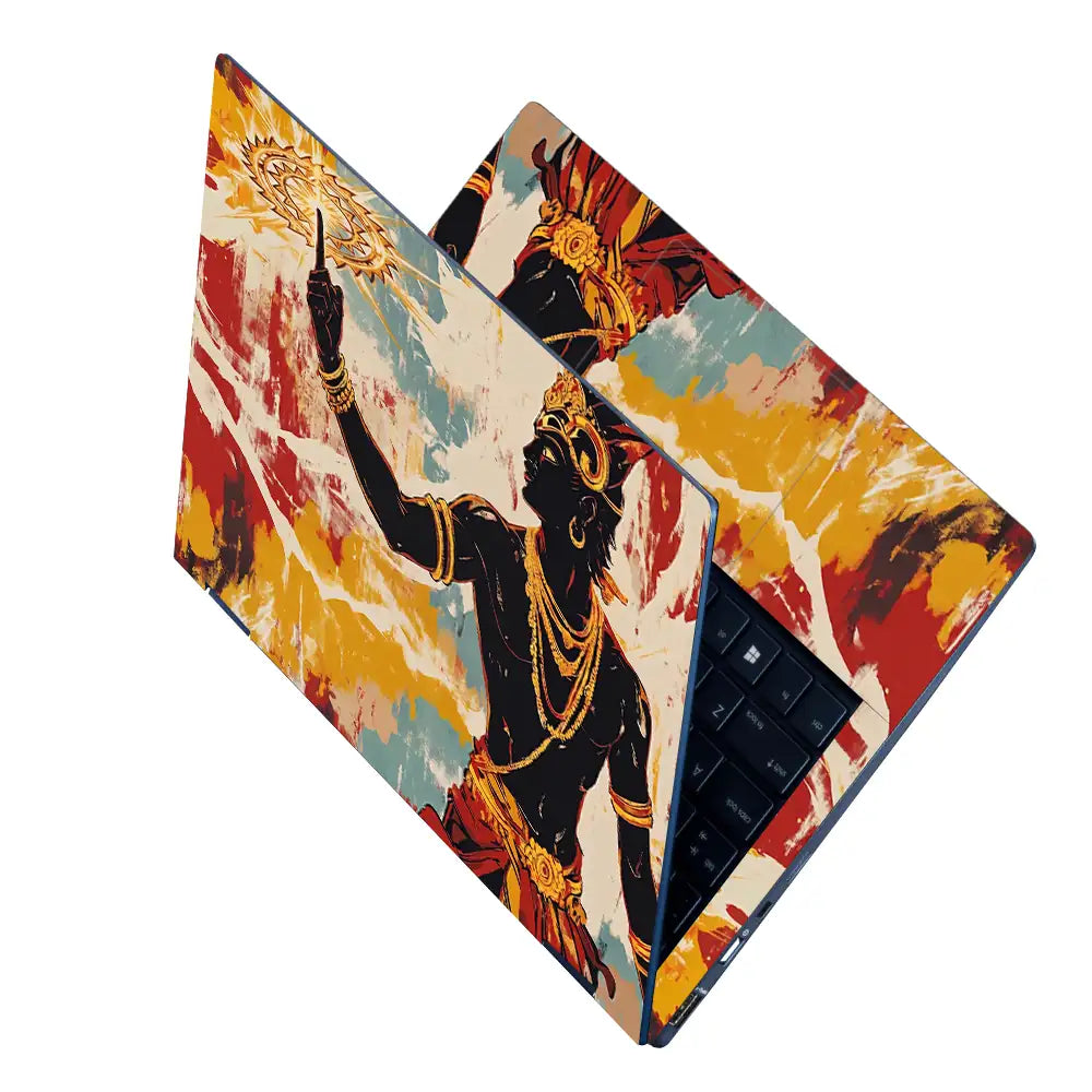 Hindu Vishnu Sudarshana Retro Art Laptop Skin - View 2
