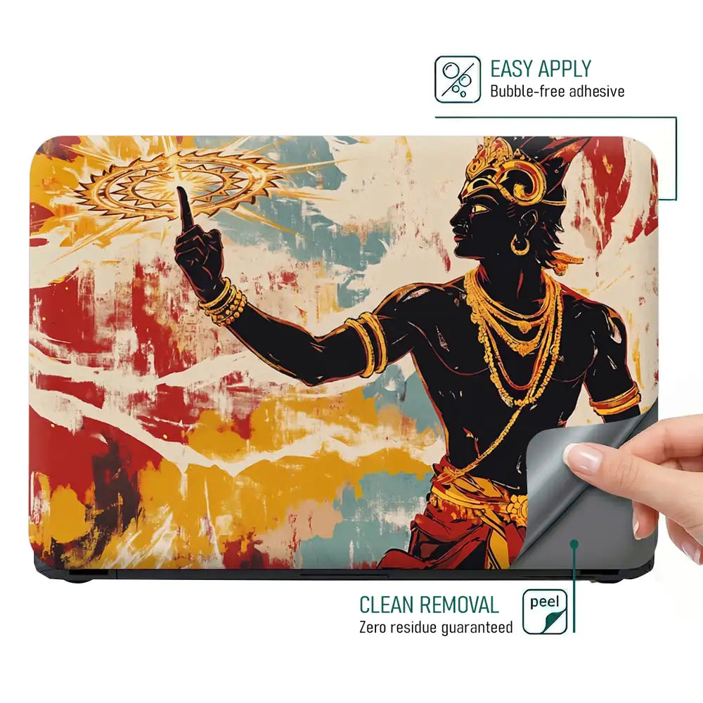 Hindu Vishnu Sudarshana Retro Art Laptop Skin - View 4
