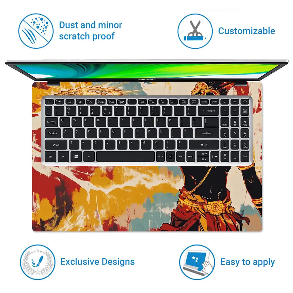 Hindu Vishnu Sudarshana Retro Art Laptop Skin - View 5