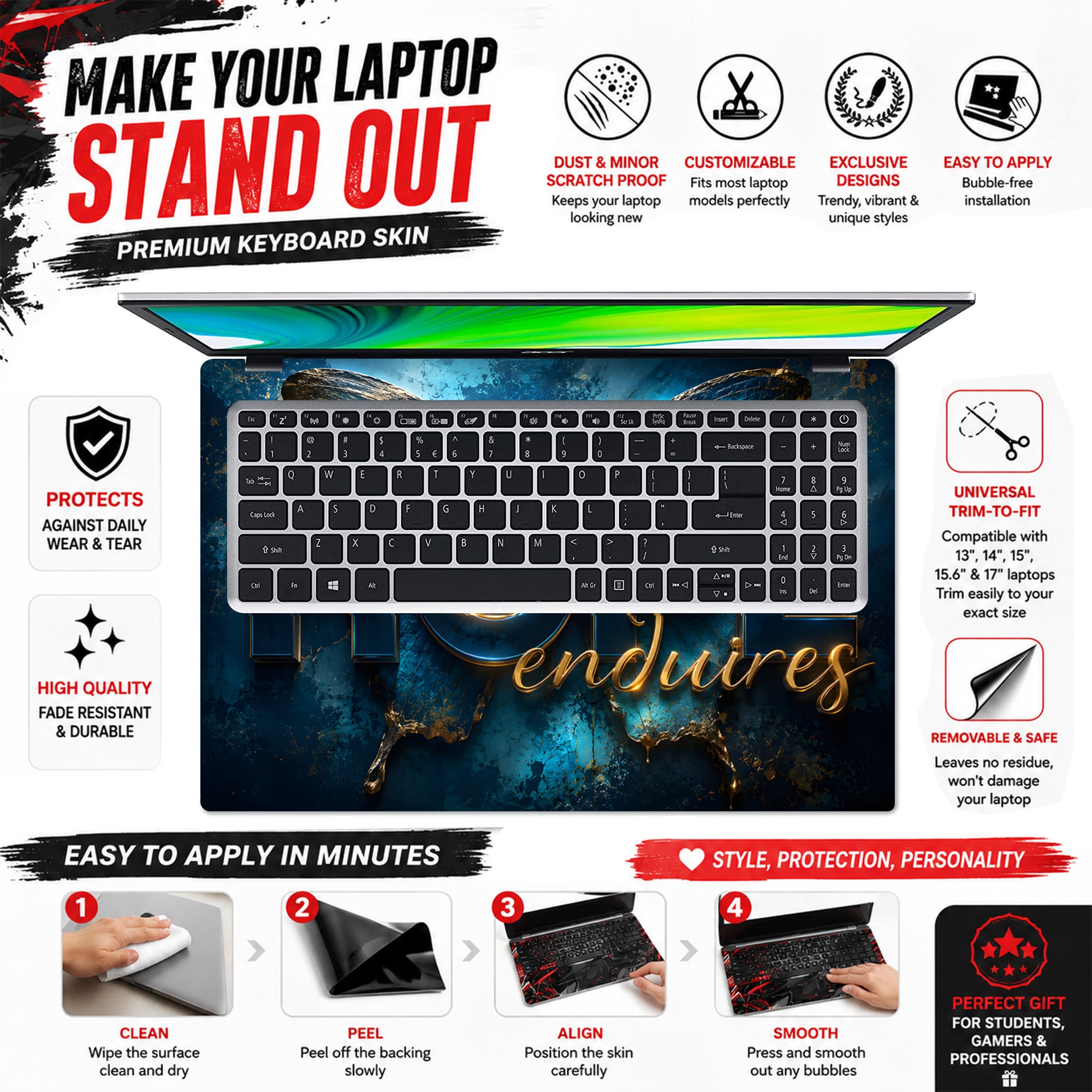 Hope Endures Butterfly Gold Laptop Skin - View 5