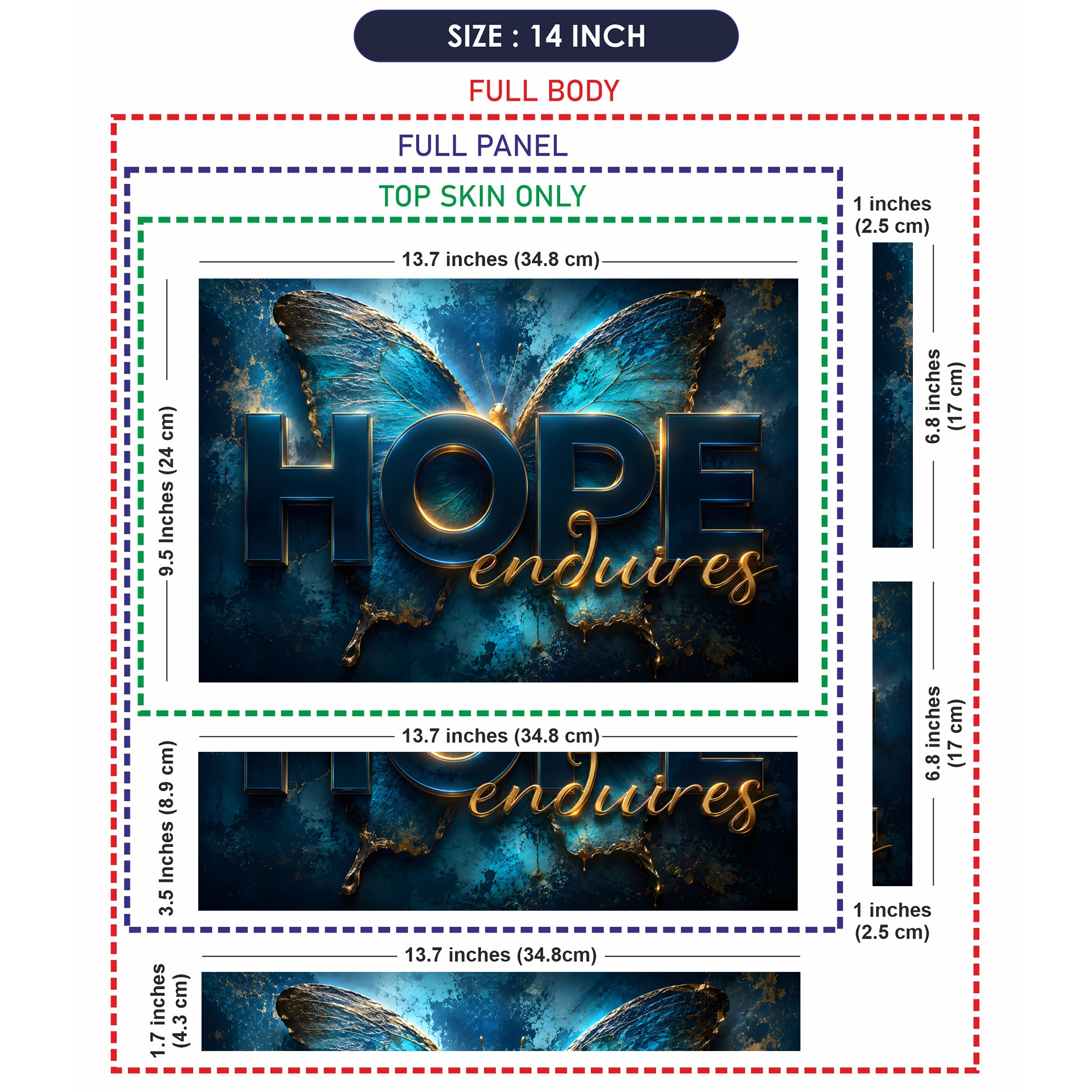 Hope Endures Butterfly Gold Laptop Skin - View 7