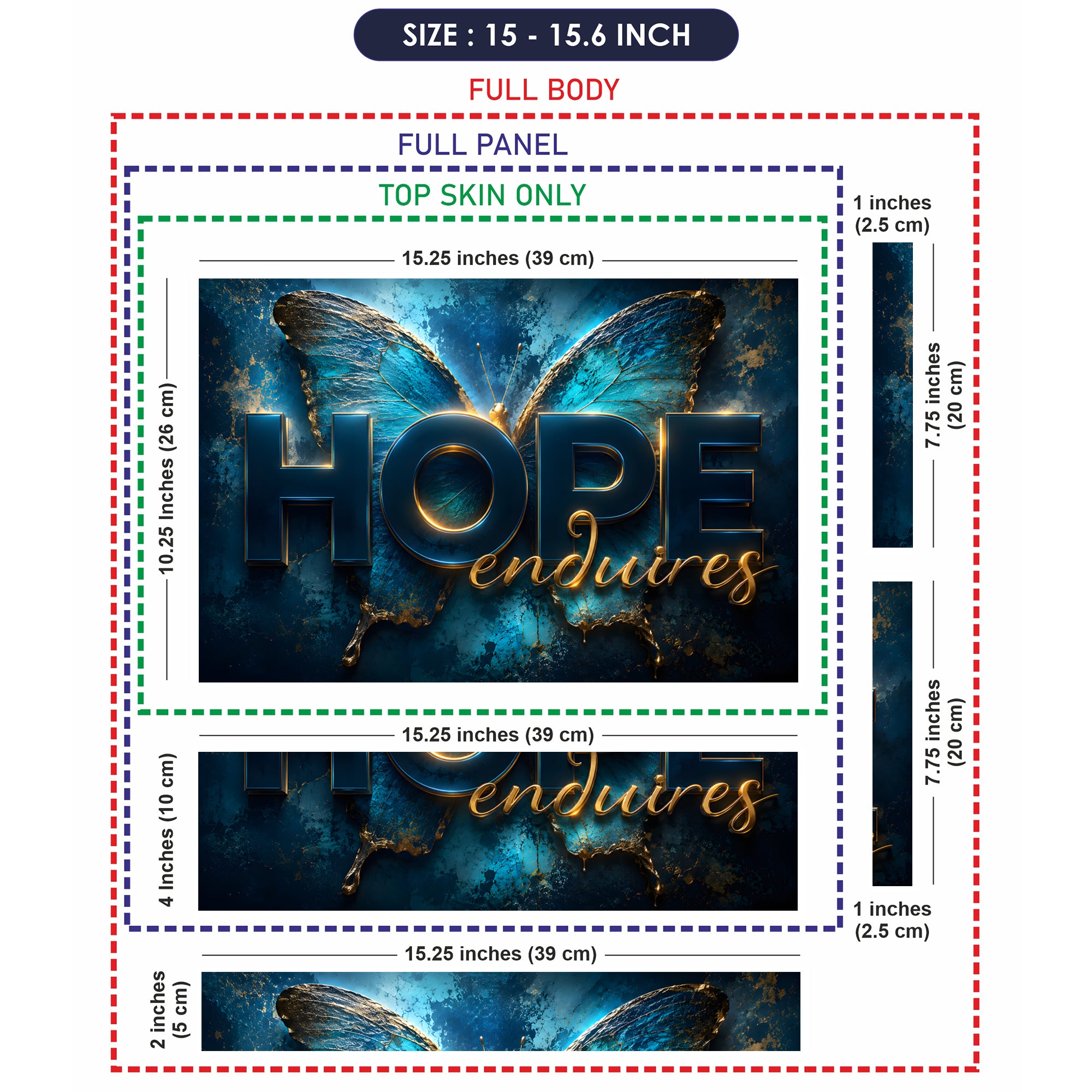 Hope Endures Butterfly Gold Laptop Skin - View 8