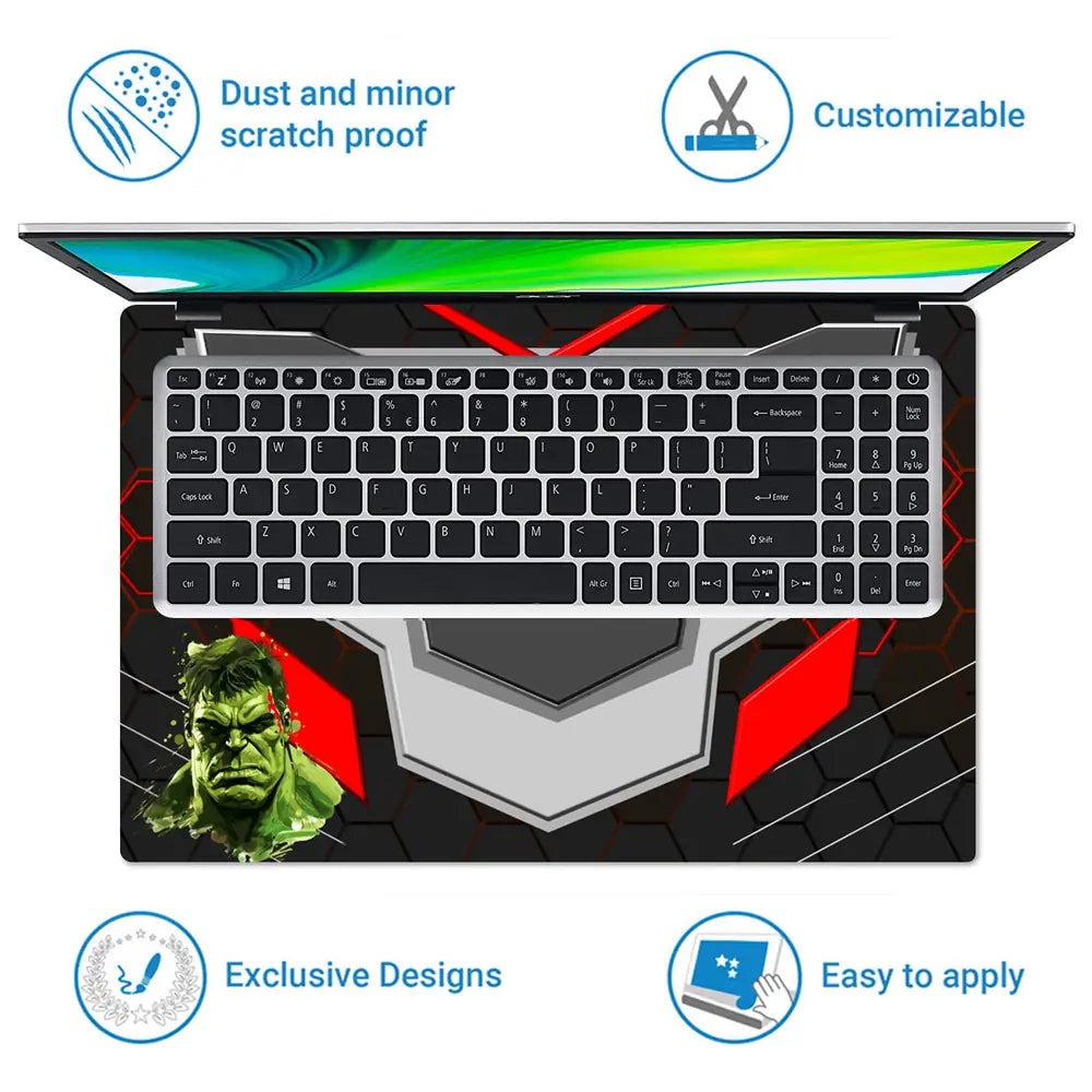 Hulk Green Smash Armor Laptop Skin - View 5