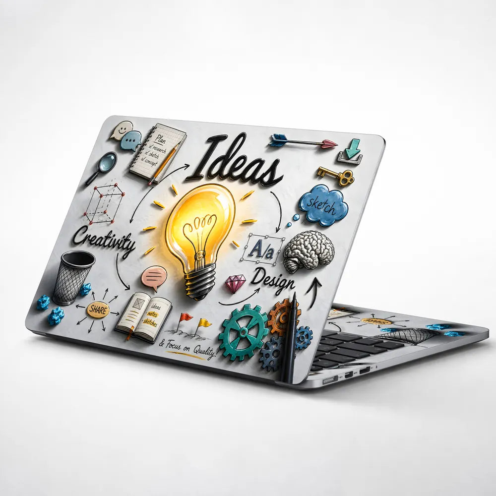 Ideas Creativity Doodles Laptop Skin - View 1