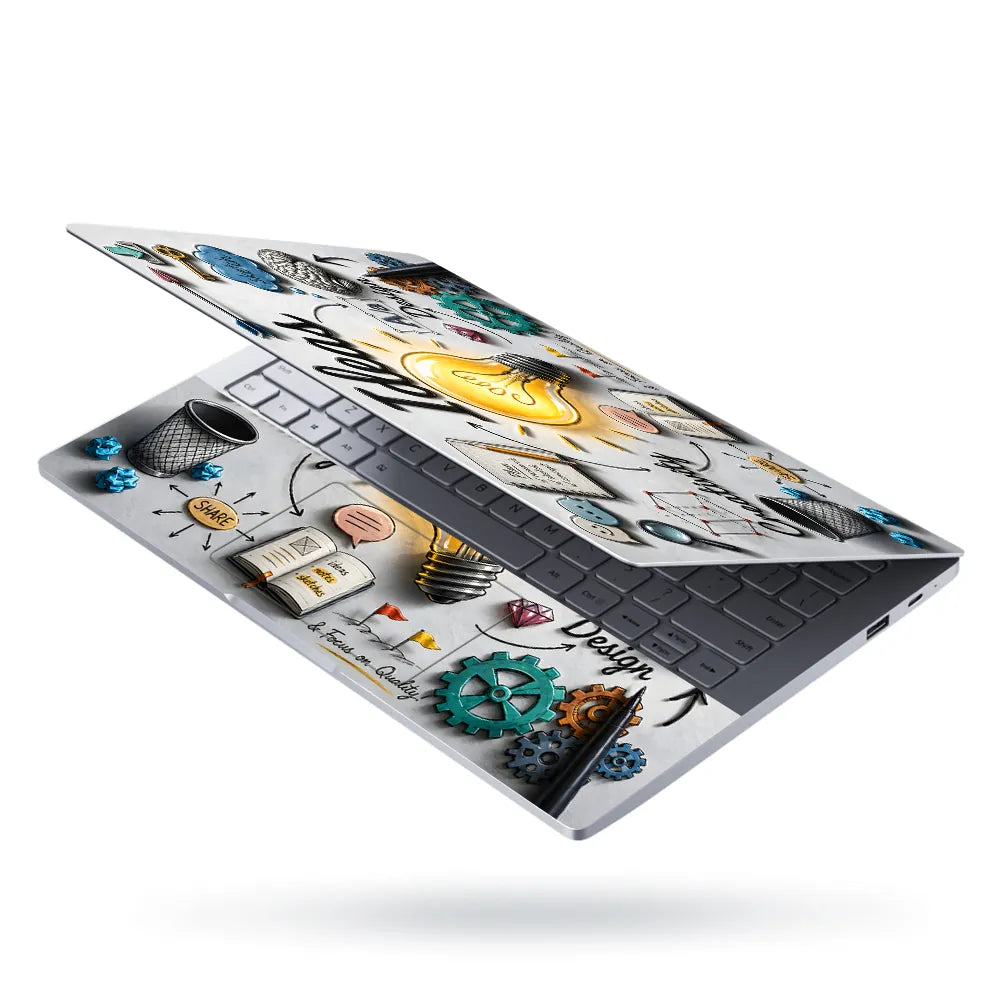 Ideas Creativity Doodles Laptop Skin - View 3