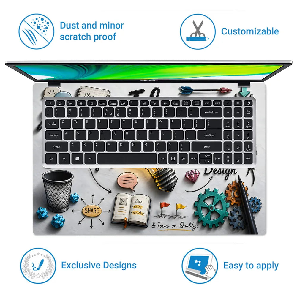 Ideas Creativity Doodles Laptop Skin - View 5