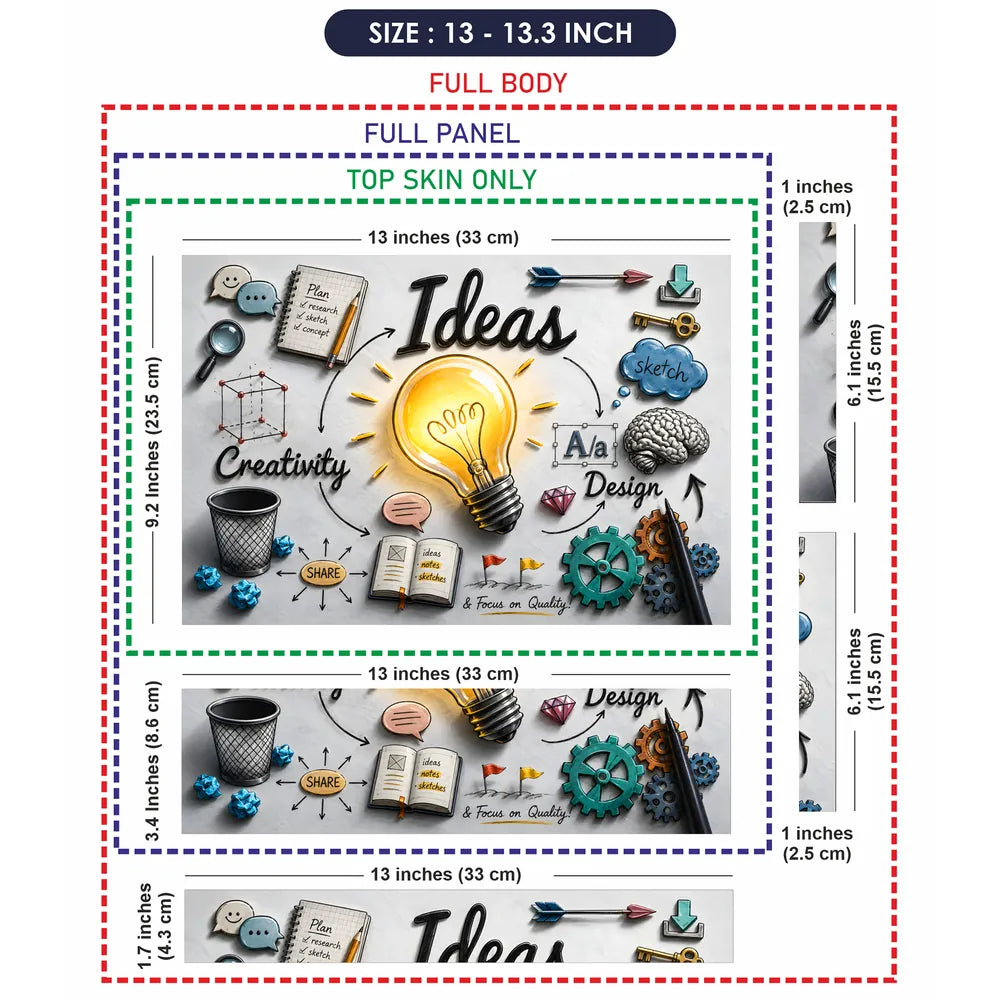 Ideas Creativity Doodles Laptop Skin - View 6