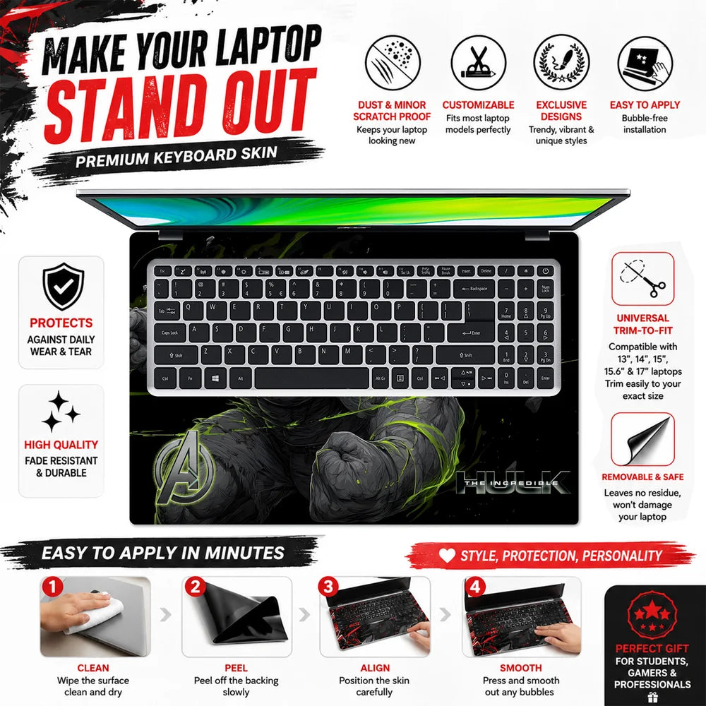 Incredible Hulk Green Splash Laptop Skin - View 5