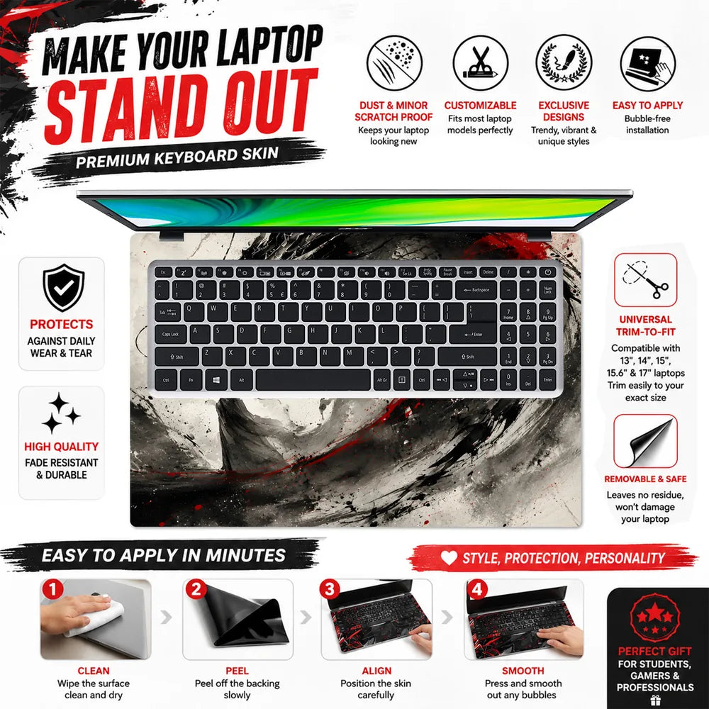 Ink Dragon Red Eye Black White Laptop Skin - View 5