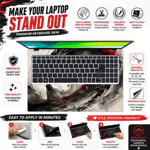 Ink Dragon Red Eye Black White Laptop Skin - View 5