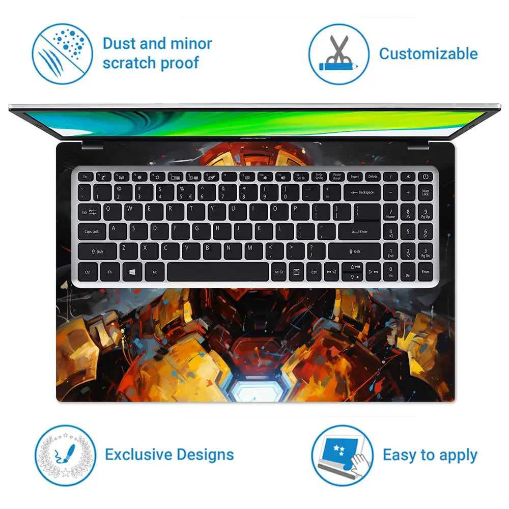 Iron Man Brush Stroke Art Laptop Skin - View 5