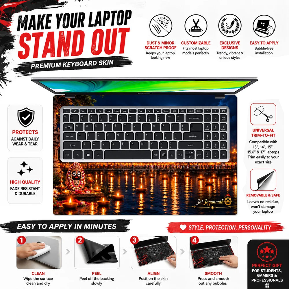 Jai Jagannath Temple Diyas Laptop Skin - View 5