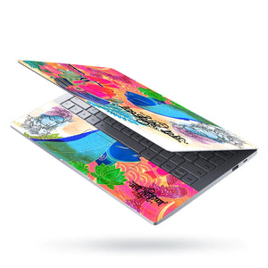 Jai Shri Krishna Colorful Pop Art Flute Lotus Laptop Skin - View 3
