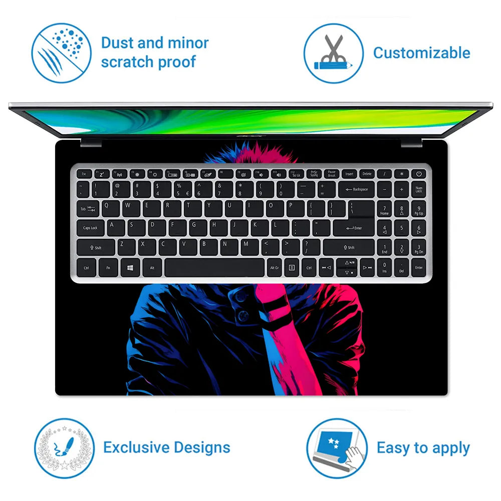 Jujutsu Kaisen Neon Sukuna Shadow Laptop Skin - View 5
