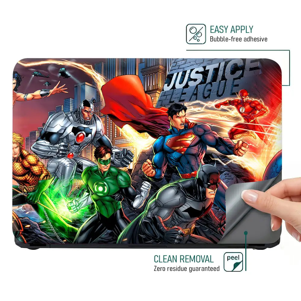 Justice League Heroes Battle Scene Laptop Skin - View 4