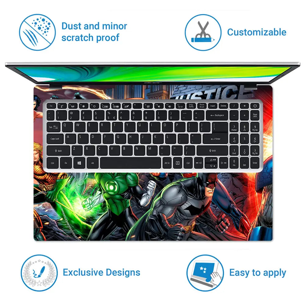Justice League Heroes Battle Scene Laptop Skin - View 5