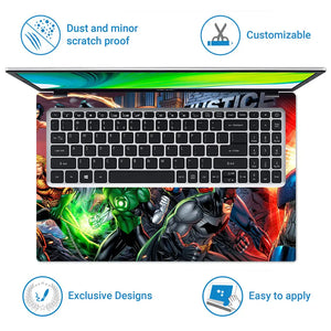Justice League Heroes Battle Scene Laptop Skin - View 5
