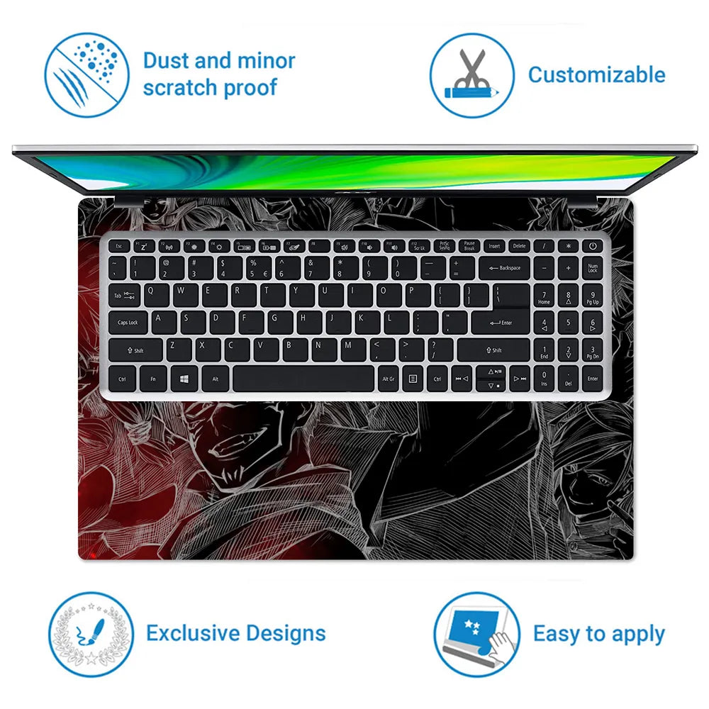 Kaisen Anime Black Laptop Skin - View 5
