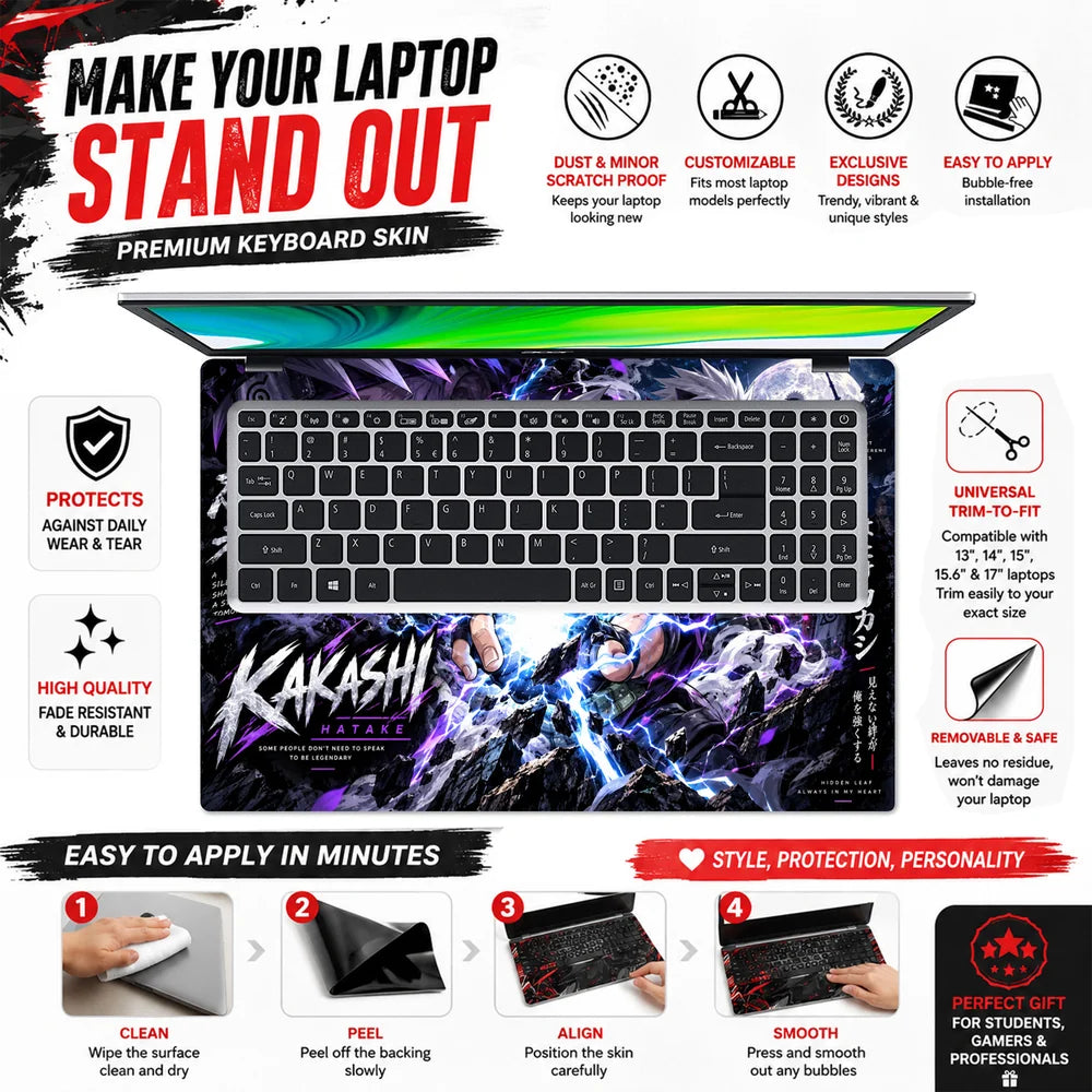 Kakashi Lightning Beneath the Moon Laptop Skin - View 5
