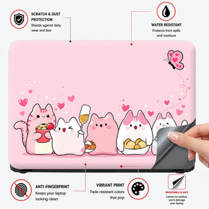 Kawaii Cats Sweets Pink Hearts Laptop Skin - View 4