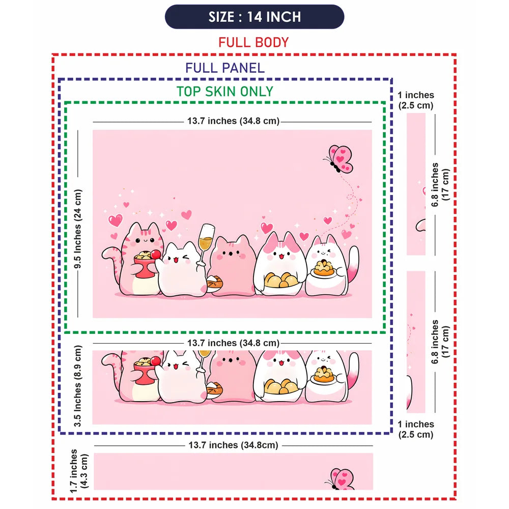 Kawaii Cats Sweets Pink Hearts Laptop Skin - View 7