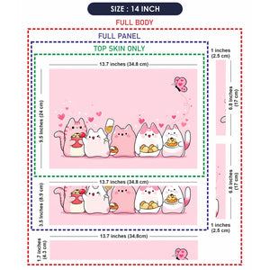 Kawaii Cats Sweets Pink Hearts Laptop Skin - View 7