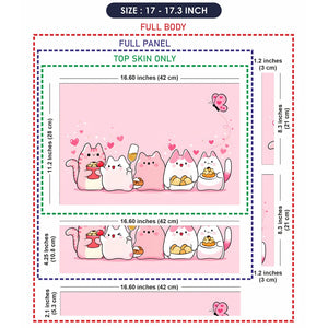Kawaii Cats Sweets Pink Hearts Laptop Skin - View 9