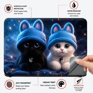 Kittens Blue Beanies Yin Laptop Skin - View 4
