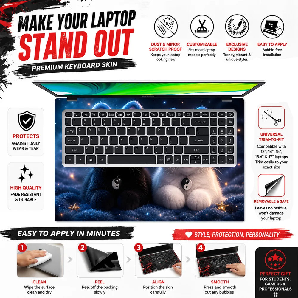 Kittens Blue Beanies Yin Laptop Skin - View 5